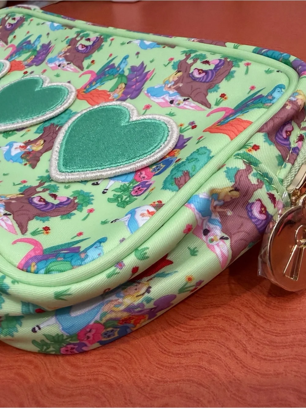Disney Green Heart Patch Kids Accessory Pouch